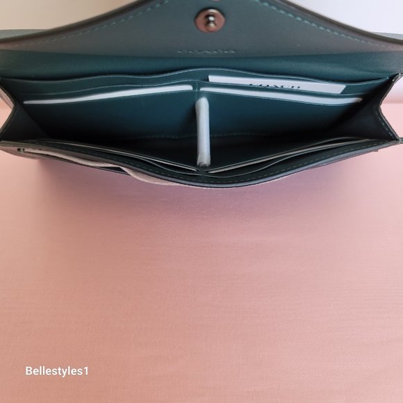 COACH Wyn Envelope Crossgrain Leather Wallet- Forest color ⭐ - Picture 13 of 16